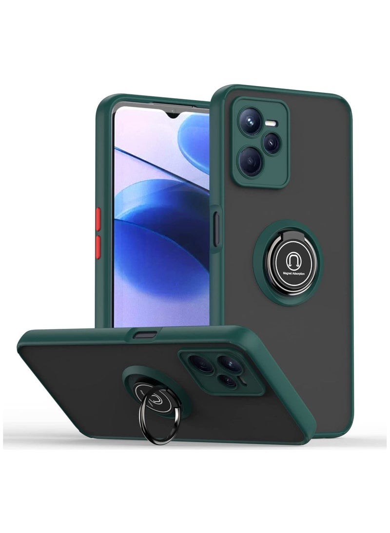 Hybrid Case with Ring For  Realme C35 (Dark Green)