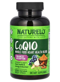 NATURELO CoQ10 Whole Food Heart Health Blend 120 Vegetarian Capsules 