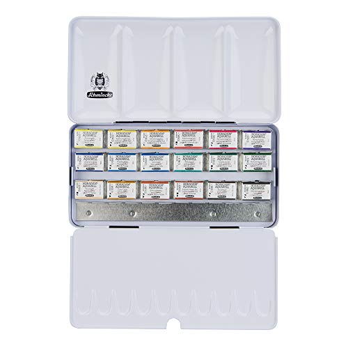 Schmincke - HORADAM® AQUARELL color box with 18 finest watercolors, 74318097, metal box, painting set, 18 x 1/1 pans, space for 6 x 1/1 or 12 x 1/2 pans - Image 1