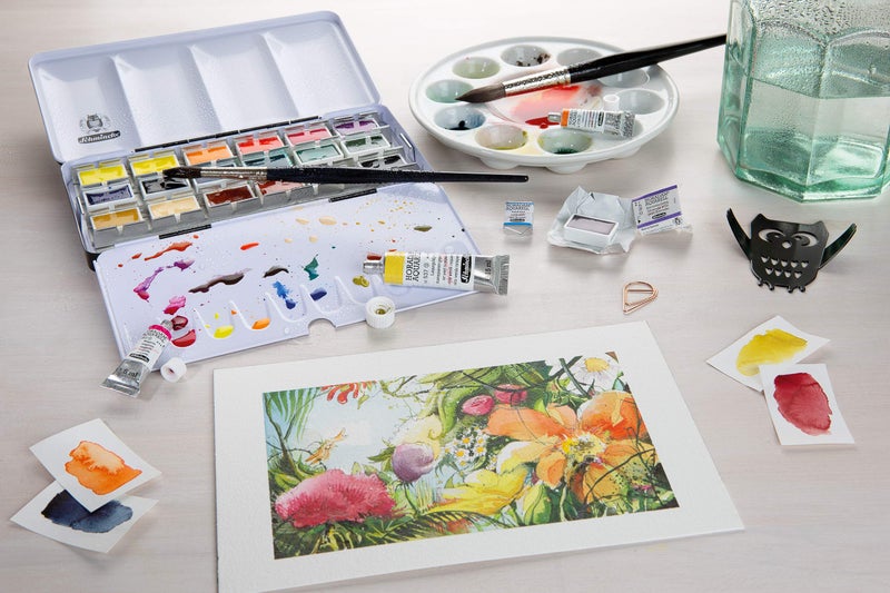 Schmincke - HORADAM® AQUARELL color box with 18 finest watercolors, 74318097, metal box, painting set, 18 x 1/1 pans, space for 6 x 1/1 or 12 x 1/2 pans - Image 5