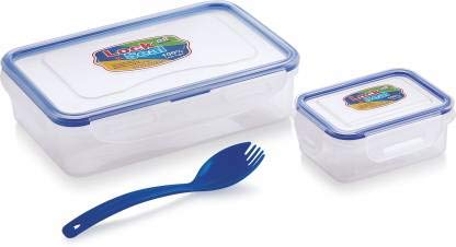 SKi Homeware SKi Lock & Seal Lunch Box Rectangular Shape 800 ml and 550 ml Combo Lunch Box Set with Small containers (Transparent) - Image 3