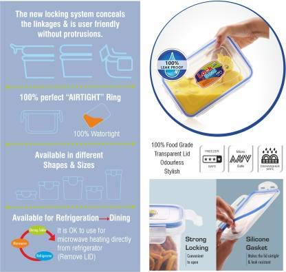 SKi Homeware SKi Lock & Seal Lunch Box Rectangular Shape 800 ml and 550 ml Combo Lunch Box Set with Small containers (Transparent) - Image 5