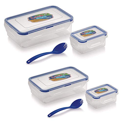 SKi Homeware SKi Lock & Seal Lunch Box Rectangular Shape 800 ml and 550 ml Combo Lunch Box Set with Small containers (Transparent) - Image 1