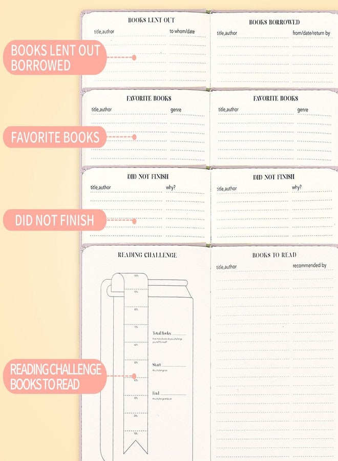 TSFPapier Reading Journal Book Lovers Gifts Hardcover Leather Readers Accessories Track Reading Log with 121 Books Reviews, 5.8”x8.3”, Pink - Image 4