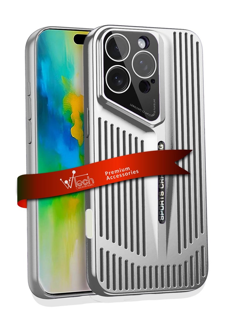 Wtech Apple iPhone 16 Pro Max 2024 Premium Impact Protection Solid Shell Sports Car Design Case Cover - Silver - Image 1