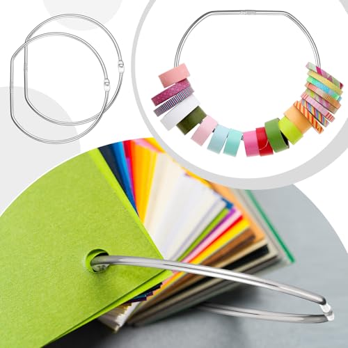 Dunzoom 8 Pcs Loose Leaf Binder Book Rings D-Shaped Binder Rings Large Nickel Plated Steel Book Keychain Key Washi Tape Organizer for Home Office Cards Receipts Photos Files DIY Craft Supplie (5 Inch) - Image 5