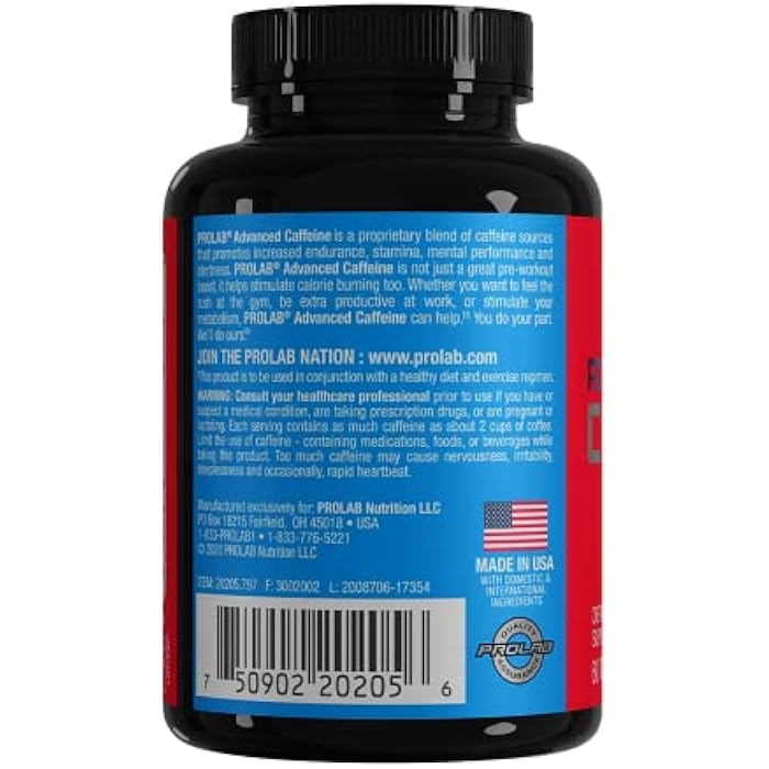 ProLab Nutrition Advanced Caffeine 200mg, Fast-Acting Natural Caffeine Tablets with Green Tea Extract, Clean Energy, Mental Focus (60 Count (Pack of 1)) - Image 5