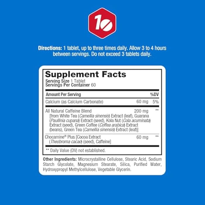 ProLab Nutrition Advanced Caffeine 200mg, Fast-Acting Natural Caffeine Tablets with Green Tea Extract, Clean Energy, Mental Focus (60 Count (Pack of 1)) - Image 2