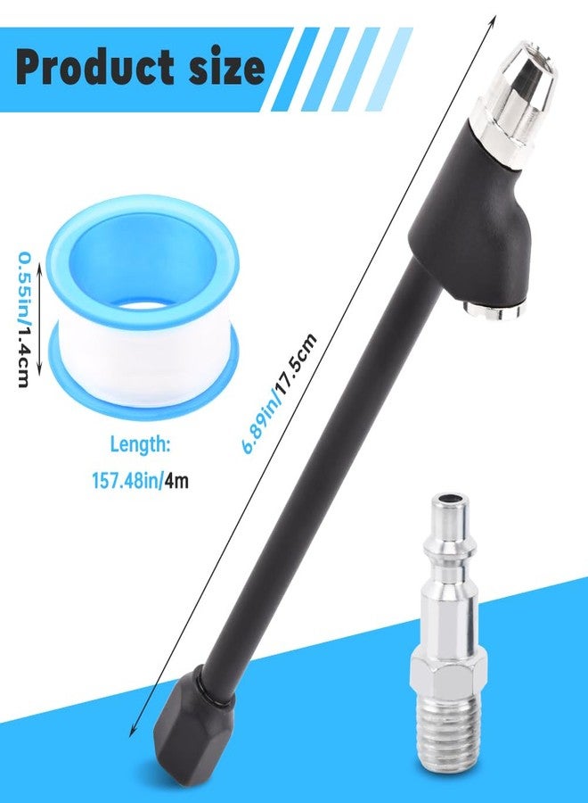 Ranjaner Air Chuck Set, 1/4" FNPT Extended Reach Dual Head Air Chuck with Quick Plug and Sealing Tape, 2 Way Connection Air Chuck Set for Truck, Bicycle, Motorbike, Car - Image 2