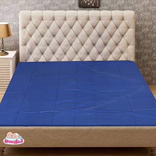 Nonibud PVC Baby Waterproof Plastic Sheet Double Bed King Size/Baby Adult Waterproof Protection Sheet For Mattress (7.5 X 6.5 Feet) (Navy Blue) - Image 1