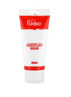 Funbo Acrylic Colour Paint Tube 200ml Content Titanium White  - Image 1