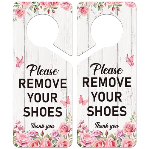 Shejdgart Please Remove Your Shoes Sign - Shejdgart Take Your Shoe Off Door Knob Hanger Sign No Shoes Sign for House Remove Shoes Door Signs for Front Door Home Offices Treatment Clinic Hotel Plaque - Image 1