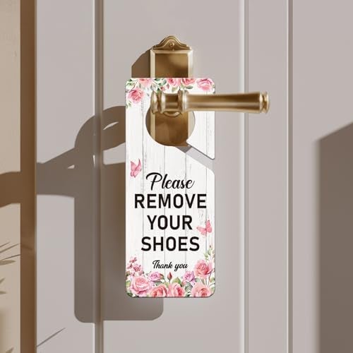 Shejdgart Please Remove Your Shoes Sign - Shejdgart Take Your Shoe Off Door Knob Hanger Sign No Shoes Sign for House Remove Shoes Door Signs for Front Door Home Offices Treatment Clinic Hotel Plaque - Image 5