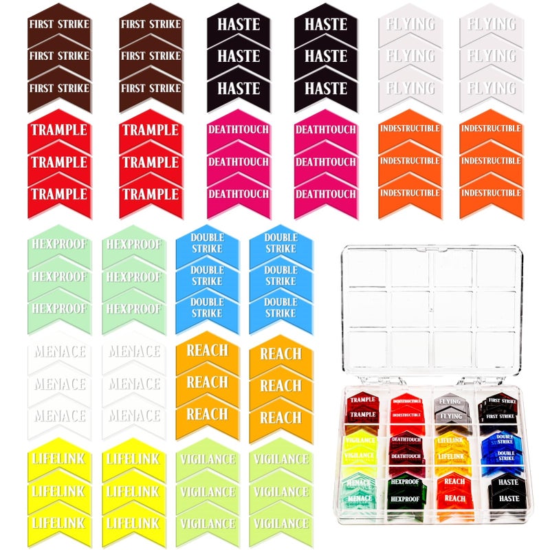 PUGED 72 Pieces MTG Keyword Counters with Box for Magic The Gathering Colored MTG Creature Stats Buff Tokens MTG Gift Accessories Keyword Counters - Image 3