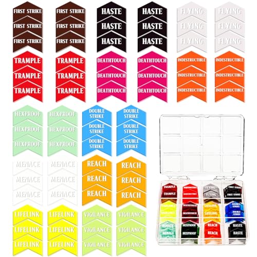 PUGED 72 Pieces MTG Keyword Counters with Box for Magic The Gathering Colored MTG Creature Stats Buff Tokens MTG Gift Accessories Keyword Counters - Image 1