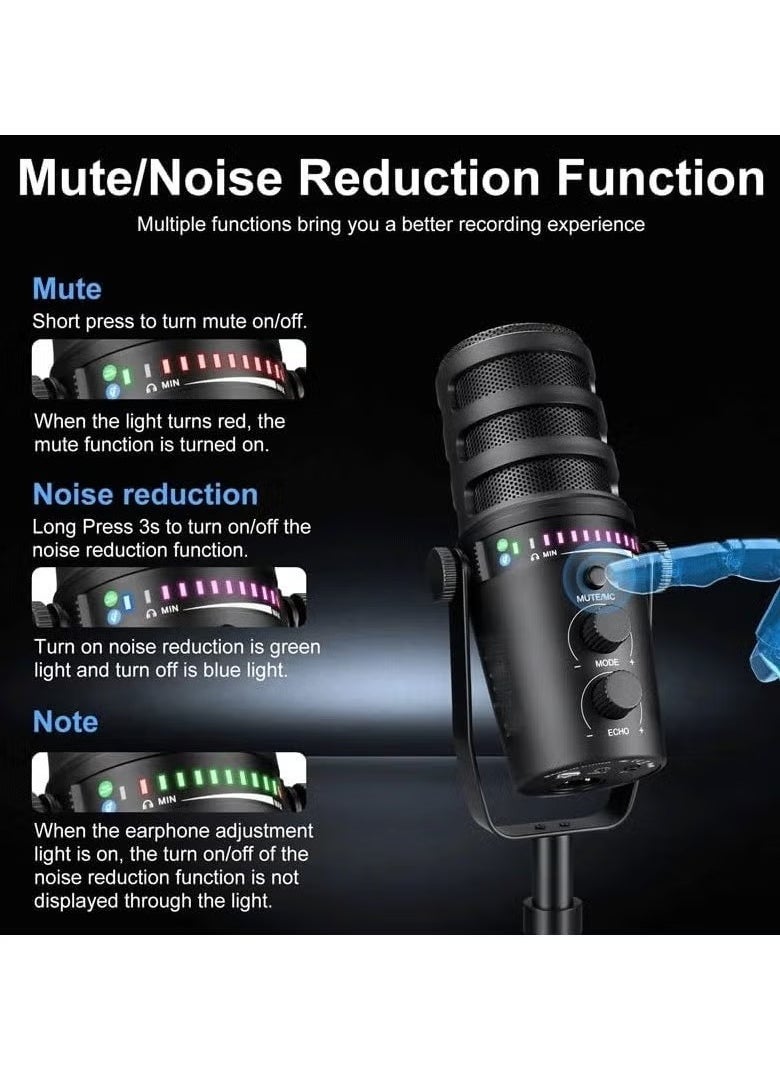 TIGER - USB/XLR Dynamic Microphone for PC Gaming, Streaming & Recording – KNVBN-555 | RGB Lighting, Real-Time Monitoring, One-Touch Mute, Cardioid Pickup, Studio-Quality Sound for YouTube, Discord, Podcasts - Image 1