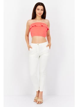 Bar III Women Straight Across Sleeveless Textured Crop Top, Watermelon Red  - Image 4
