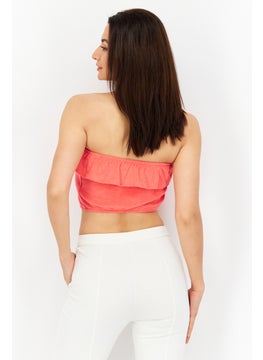 Bar III Women Straight Across Sleeveless Textured Crop Top, Watermelon Red  - Image 3