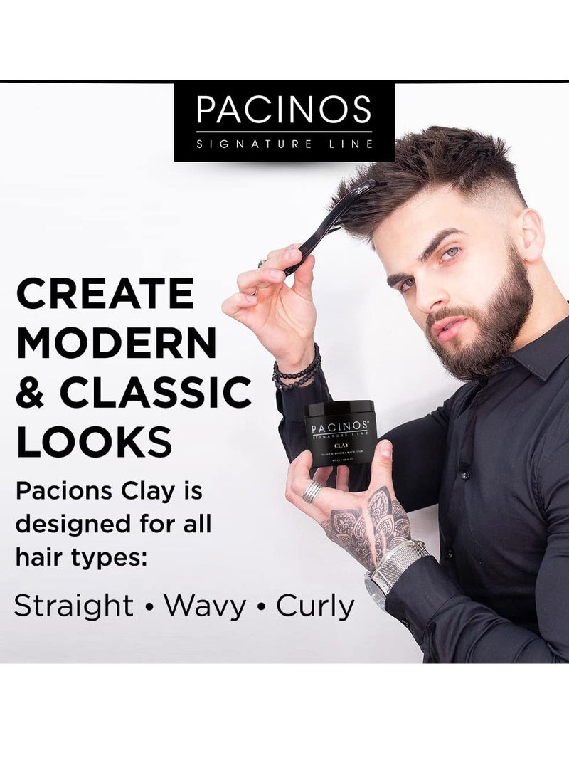 Pacinos - Pacinos Signature Line Clay Hair Paste - Long Lasting Styling Wax with Firm Hold for All Hair Styles 4 Oz - Image 1