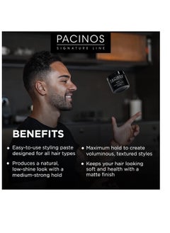 Pacinos Pacinos Signature Line Clay Hair Paste - Long Lasting Styling Wax with Firm Hold for All Hair Styles 4 Oz  - Image 3