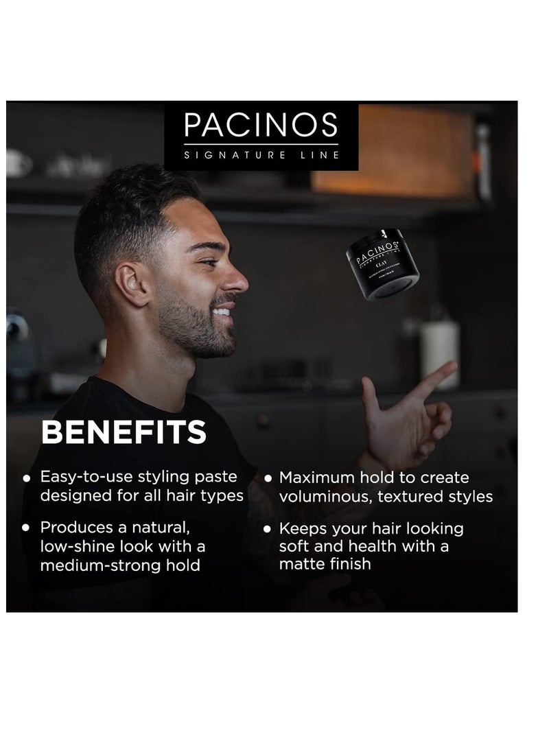 Pacinos - Pacinos Signature Line Clay Hair Paste - Long Lasting Styling Wax with Firm Hold for All Hair Styles 4 Oz - Image 1