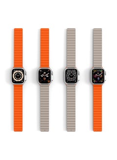 A-CASE INVIX Reversible Magnetic Silicone Strap for Apple Watch 42/44/45/49MM - Ultra-Soft, Waterproof, Adjustable with Stainless Steel Connectors - Comfortable & Stylish - Orange/taupe  - Image 3