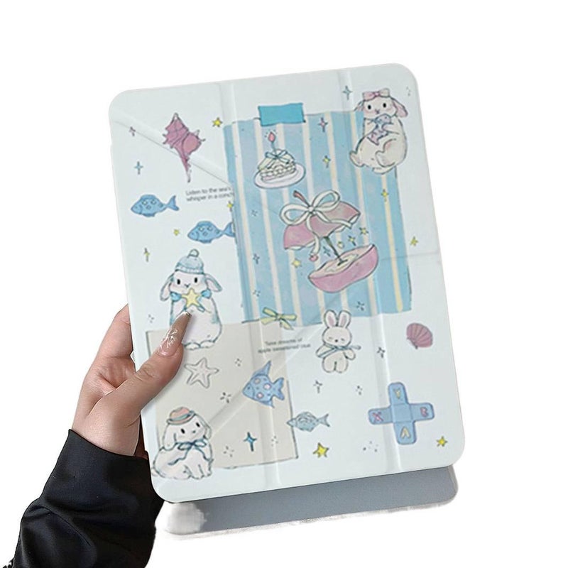 DGG حافظة آيباد شفافة بظهر واضح لجهاز iPad 10th Gen / iPad 9.7 مع حامل قلم باللون أزرق بظهر شفاف باللون الأزرق - Image 3