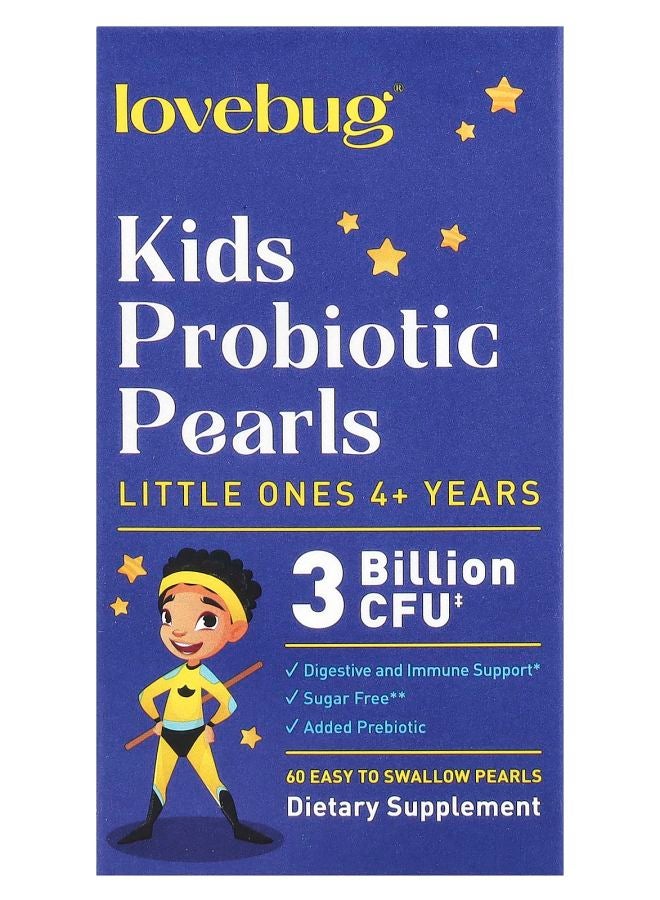 LoveBug Probiotics Kids Probiotics Pearls 4+ Years 3 Billion CFU 60 Easy To Swallow Pearls