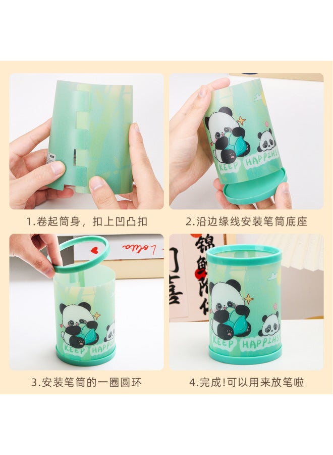 HELPS Creative Cartoon Round Folding Pen Holder Children Diy Assembly High Color Value Desktop Storage Box Stationery Prizes - Image 3