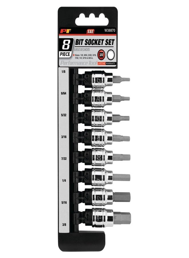 بيرفورمانس تول مجموعة رؤوس المقابس السداسية SAE W38870 من Performance Tool، مكونة من 8 قطع، مقاس 3/8 بوصة، 1/8 بوصة، 9/64 بوصة، 5/32 بوصة، 3/16 بوصة، 7/32 بوصة، 1/4 بوصة، 5/16 بوصة، 3/8 بوصة، لون أسود - Image 4