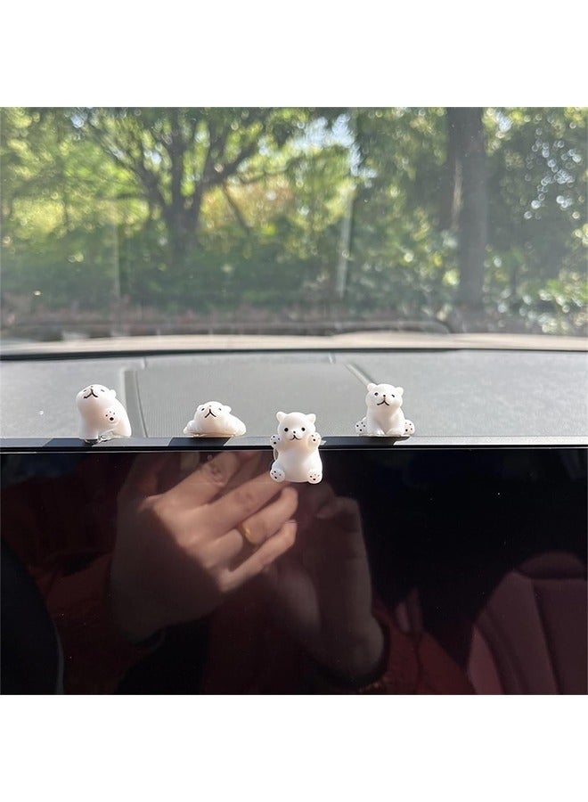 إكسسوارات مرآة الرؤية الخلفية اللطيفة للسيارة على شكل دب قطبي وديكور داخلي للوحة القيادة وزينة السيارة وهدايا مضحكة لمرآة السيارة اللطيفة والديكورات الداخلية (4 قطع) - Image 2