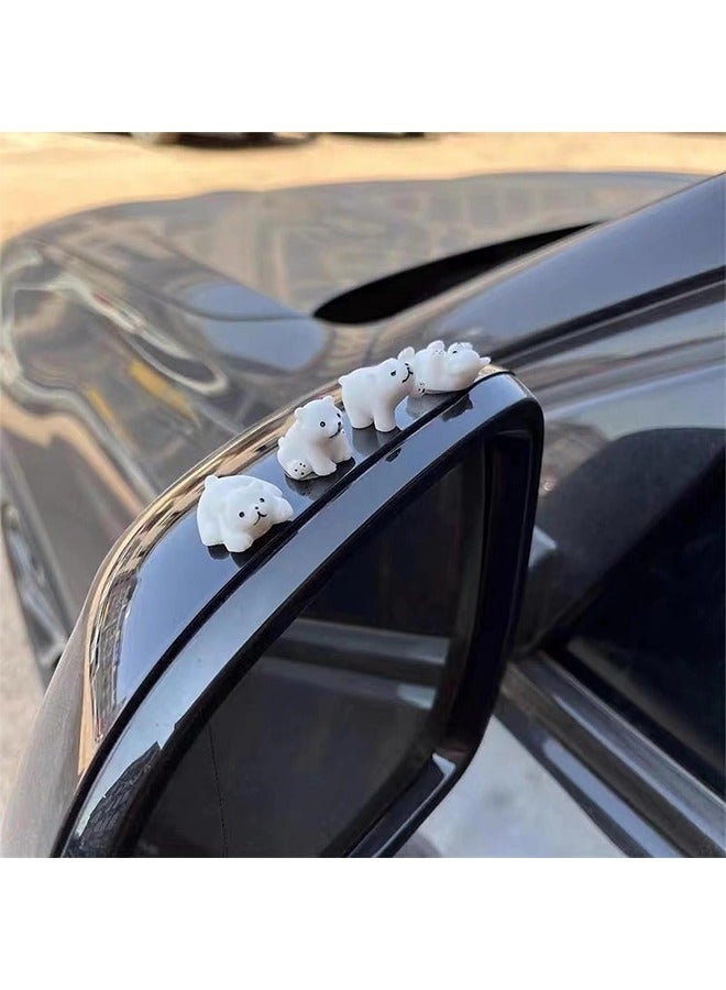 إكسسوارات مرآة الرؤية الخلفية اللطيفة للسيارة على شكل دب قطبي وديكور داخلي للوحة القيادة وزينة السيارة وهدايا مضحكة لمرآة السيارة اللطيفة والديكورات الداخلية (4 قطع) - Image 3