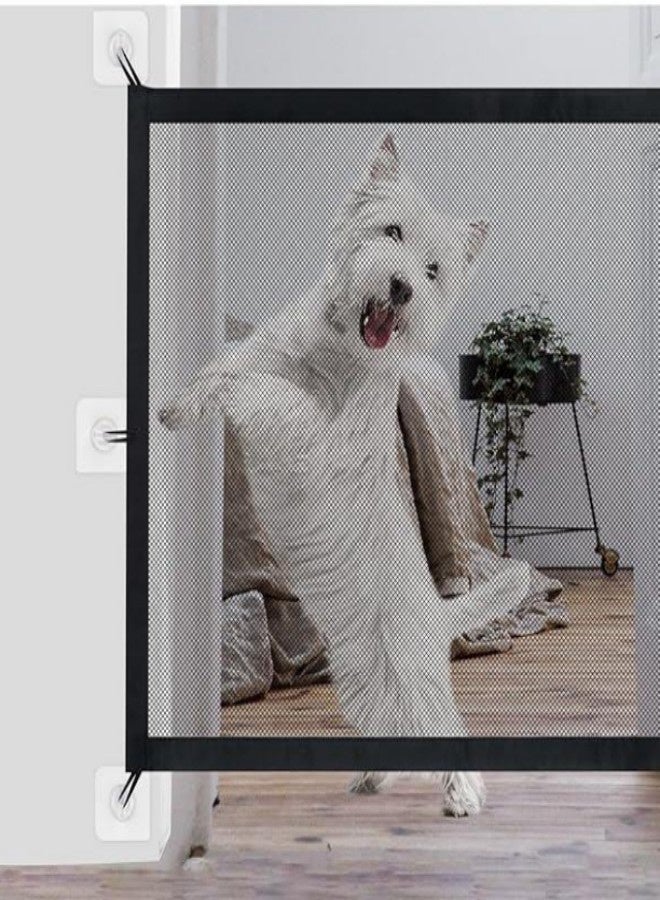 Stair Safety Gate, Dog Barriers, Door Safety Gate No Drilling, Portable Barrier for Baby and Dogs, Foldable Magic Door for Pets, Stair Protection (110 x 72 cm, Black) - Image 3