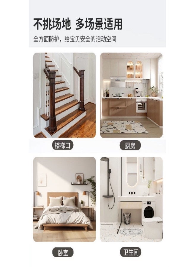 بوابة أمان للسلالم، حواجز للكلاب، بوابة أمان للأبواب بدون حفر، حاجز محمول للأطفال والكلاب، باب سحري قابل للطي للحيوانات الأليفة، حماية للسلالم (110 ×72 سم، أسود) - Image 3