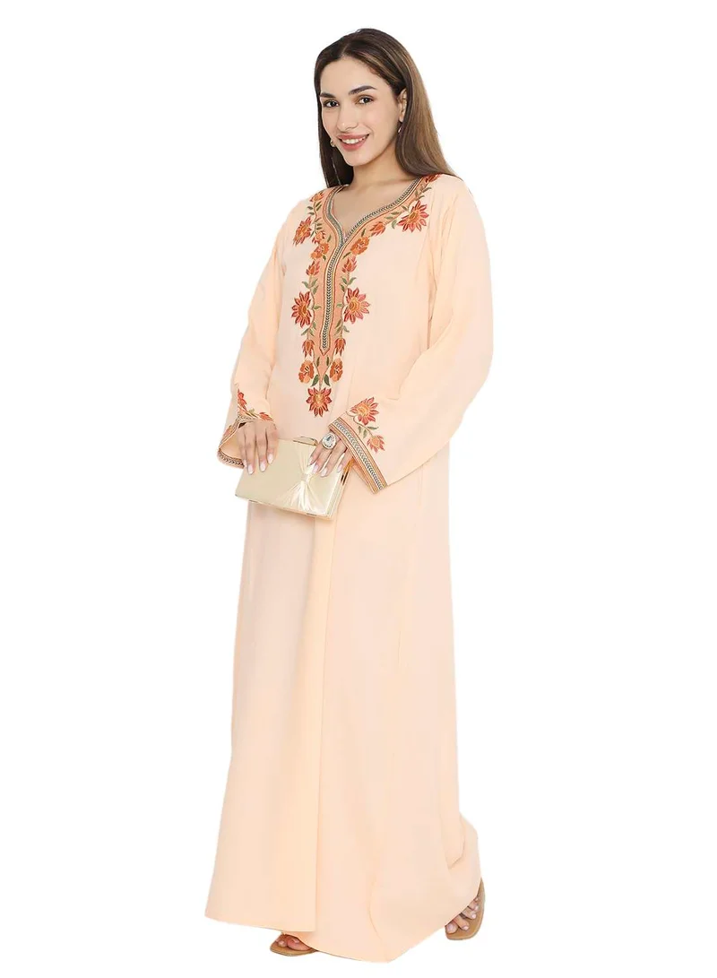 HANA & SARA PURE MUSLIN SILK COTTON WITH UNIQUE THREAD EMBROIDERY ARABIC KAFTAN JALABIYA DRESS
