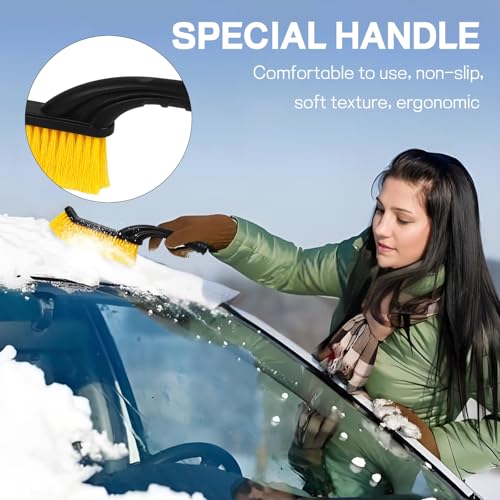 Hbxdeco 26" Snow Brush & Ice Scraper for Car Windshield Window, 2-in-1 Detachable Snow Removal Scraper, Scratch Free Snow Removal Tool with Ergonomic Foam Grip, Winter Car Accessories (Yellow) - Image 3