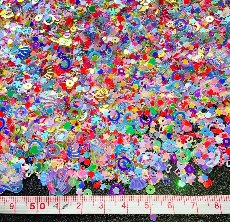 EHOPE Heart Star Butterfly Craft Sequins Holographic Nail Glitte Confetti Shell Snowflakes Nail Art Holographic Glitter Nail Art Glitter Sequins for Women Girls Nail Decoration(Mixed colors-50G) - Image 3