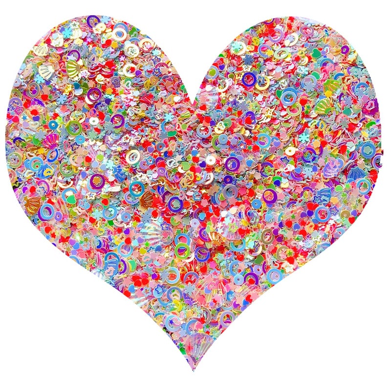 EHOPE Heart Star Butterfly Craft Sequins Holographic Nail Glitte Confetti Shell Snowflakes Nail Art Holographic Glitter Nail Art Glitter Sequins for Women Girls Nail Decoration(Mixed colors-50G) - Image 2