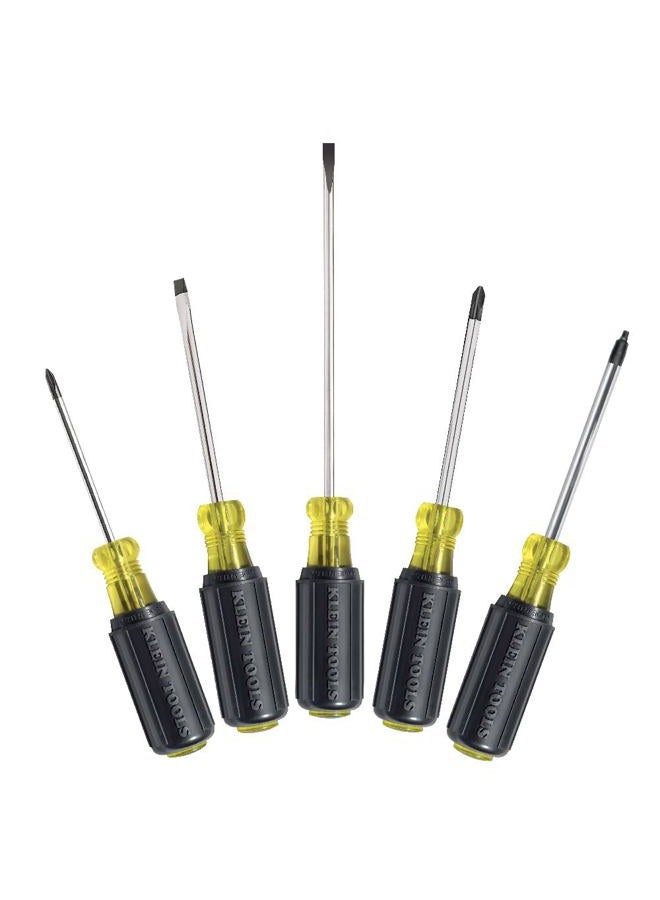 Klein Tools 85445 Screwdriver Set, Slotted, Phillips and Square Tip Drivers, Non-Slip Cushion Grip, 5-Piece - Image 1