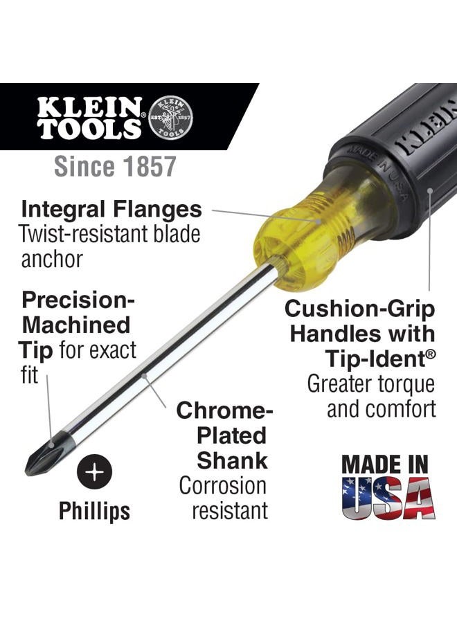 Klein Tools 85445 Screwdriver Set, Slotted, Phillips and Square Tip Drivers, Non-Slip Cushion Grip, 5-Piece - Image 3