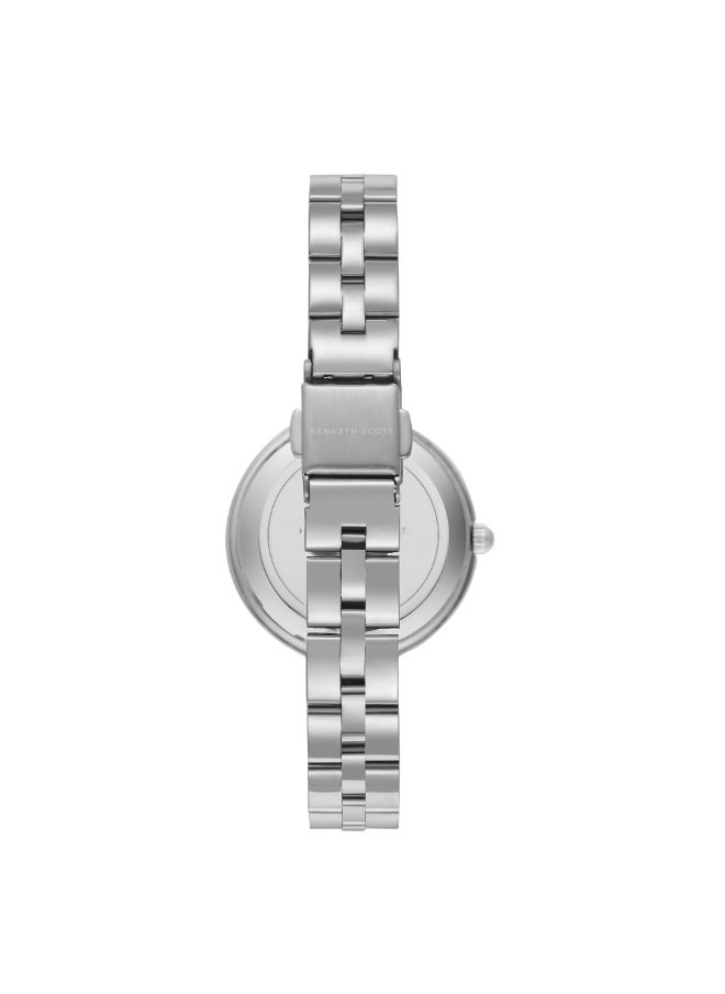 KENNETH SCOTT Kenneth Scott Women's PC21 Movement Watch, Analog Display and Stainless steel Strap - K23502-SBSB, Silver  - Image 3