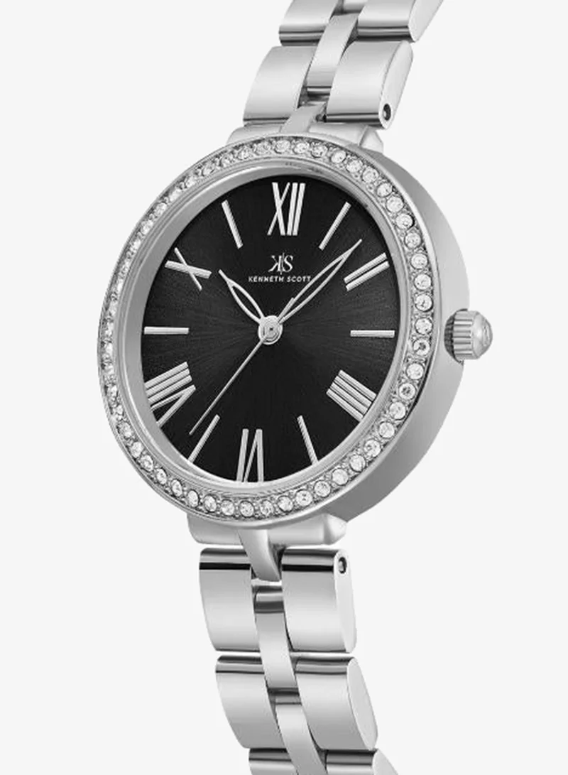 Kenneth Scott Black Women's Stainless Steel Analog Watch K23502-SBSB - 30 mm for Women | Best Price UAE