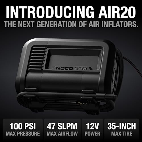 NOCO AIR20: مضخة هواء محمولة فائقة السرعة 20A - ضاغط هواء 12V، أقصى ضغط 100 PSI - تدفق هواء 47 SLPM ينفخ من 0 إلى 40 PSI في 2.5 دقيقة - مقياس رقمي + إيقاف تلقائي - Image 2