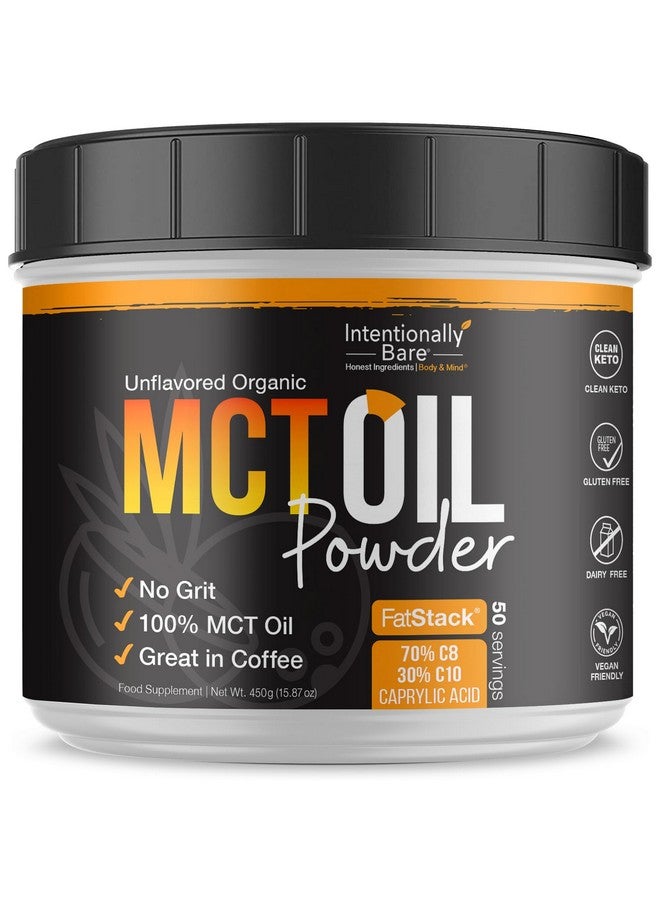 Intentionally Bare Intentionally Bare Organic MCT Oil Powder - Zero Net Carbs & No Grit MCT Powder for Body & Brain - Vegan MCT Creamer for Coffee, Tea, Shakes, Smoothies & Baking with 70% C8 & 30% C10 - Unflavored - Image 1