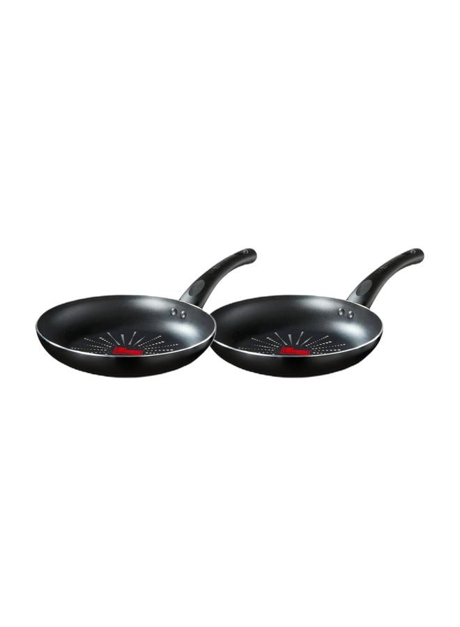 Tower SmartStart Classic 24cm Aluminium Frying Pan | Aeroglide PFOA Free Non-Stick Coating Skillet | Built-In Temperature Indicator | Oven & Dishwasher Safe | Gas Hob Compatible Fry Pan | Black & Tower SmartStart Classic 32cm Aluminium Frying Pan | Aeroglide PFOA Free Non-Stick Coating Skillet | Built-In Temperature Indicator | Oven & Dishwasher Safe | Gas Hob Compatible Fry Pan | Black Bundle - Image 1