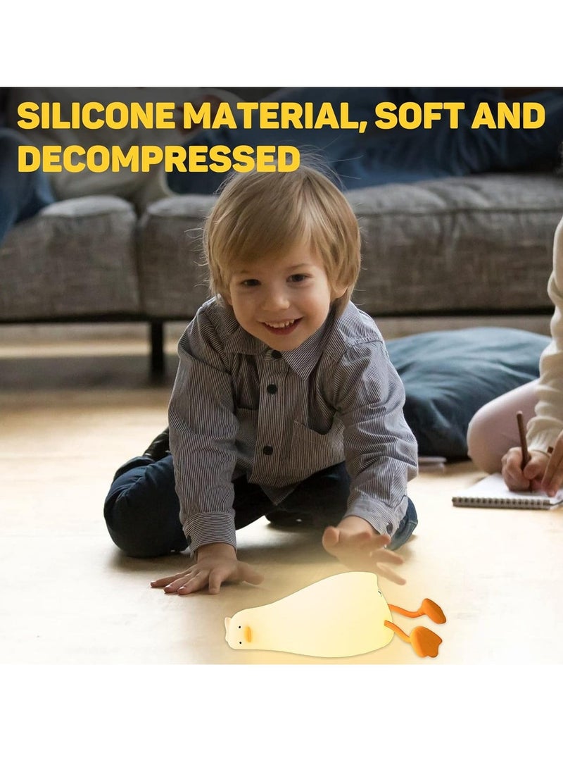 ELTRAZONE Duck Lamp Lying Flat Duck Night Light for Kids – 3-Speed Adjustable Light, Smart Bedside Lamp with Flap Sensor, Silicone Rechargeable Night Warm Light, 30-Minute Timer, Soft and Safe Lighting for Children's Room - Image 3