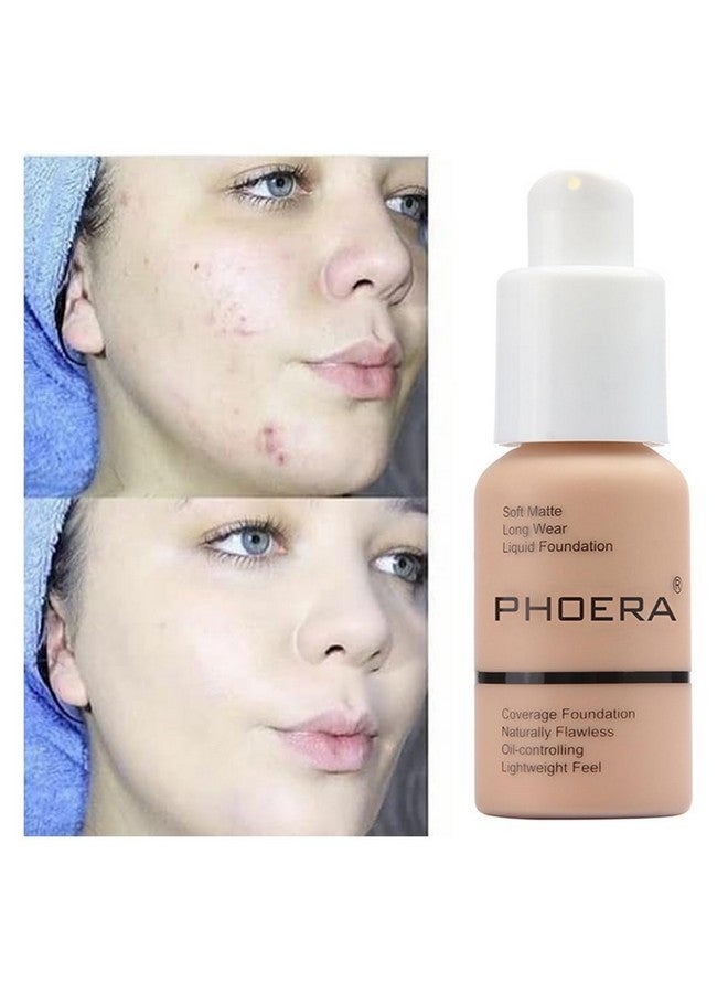 WFWJ 2 Pack PHOERA Foundation,Flawless Soft Matte Liquid Foundation 24 HR Oil Control Concealer Foundation Makeup,Full Coverage Foundation for Women and Girls (102 Nude+104 Buff Beige) - Image 4