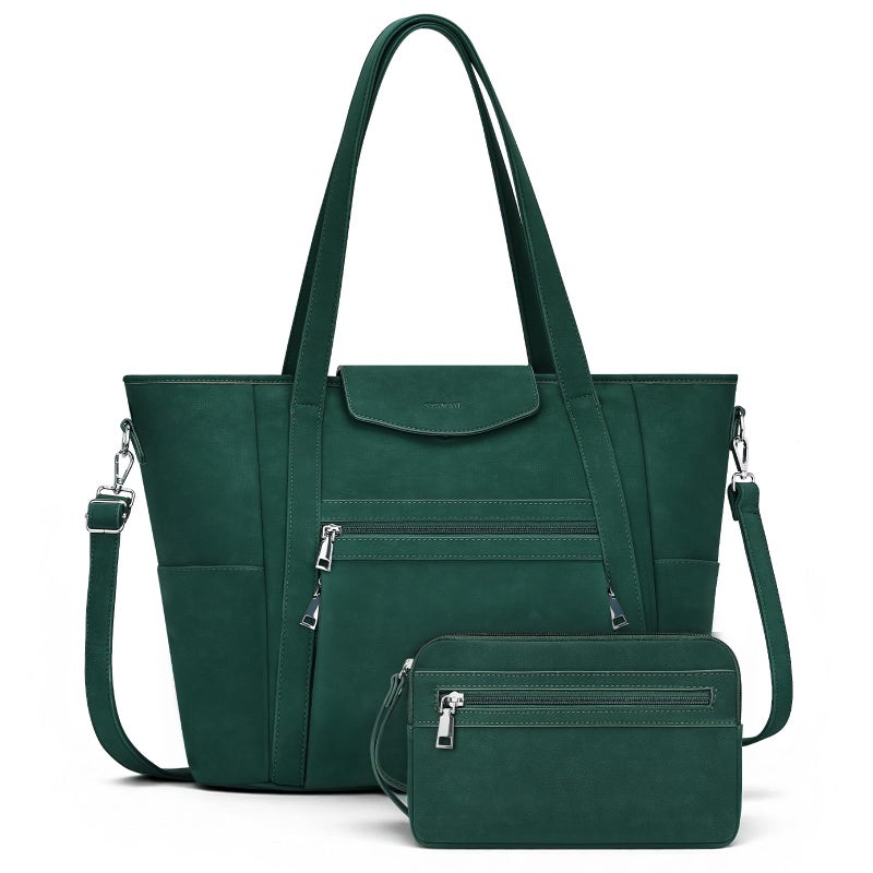 SYTRAH Laptop Bag for Women Designer Leather Laptop Backpack Purse 16 inch Computer Tote Bags for Work Travel with Satchel Purse Green - Image 2