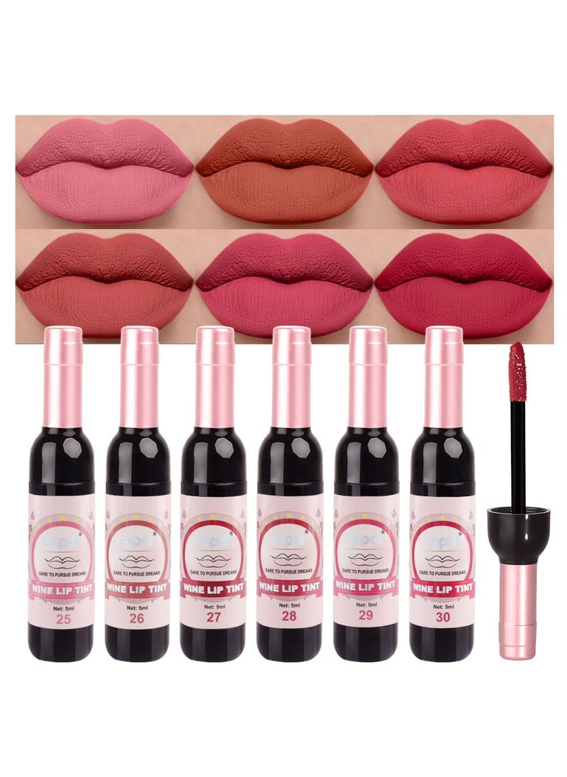 BINGBRUSH - BINGBRUSH 6 Colors Matte Red Wine Liquid Lipstick Pack Set,Wine Lip Tint Long Lasting 24 Hour Waterproof Velvet Nonstick Cup Lipgloss Lip Stain Pigmented Lip Makeup Gift Sets for Girls and Women - Image 1