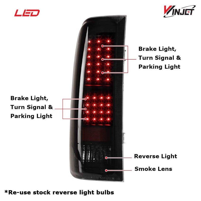 Winjet LED Tail Lights for 2008-2013 Chevy Silverado 1500, 2008-2014 Silverado 2500HD/ 3500HD, 2007 Chevy Silverado 1500/2500/ 3500 New Body, 2007-2014 GMC Sierra 1500/2500 HD/ 3500 HD SL/SLE - Image 3